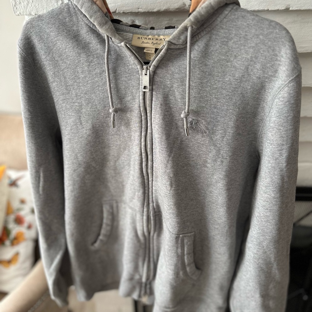 Burberry Grey Full-Zip Hooded Sweatshirt - Picture 3 of 8